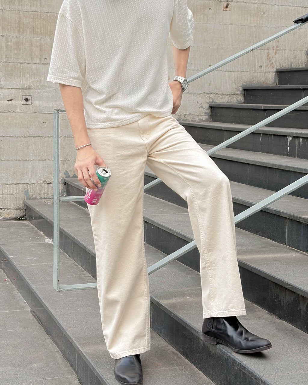 Natural Raw Ecru Denim Jeans