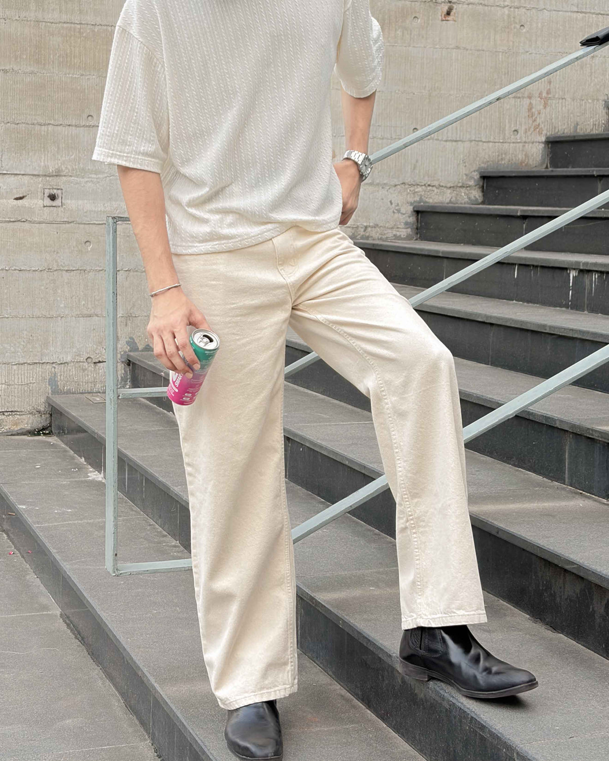 Natural Raw Ecru Denim Jeans