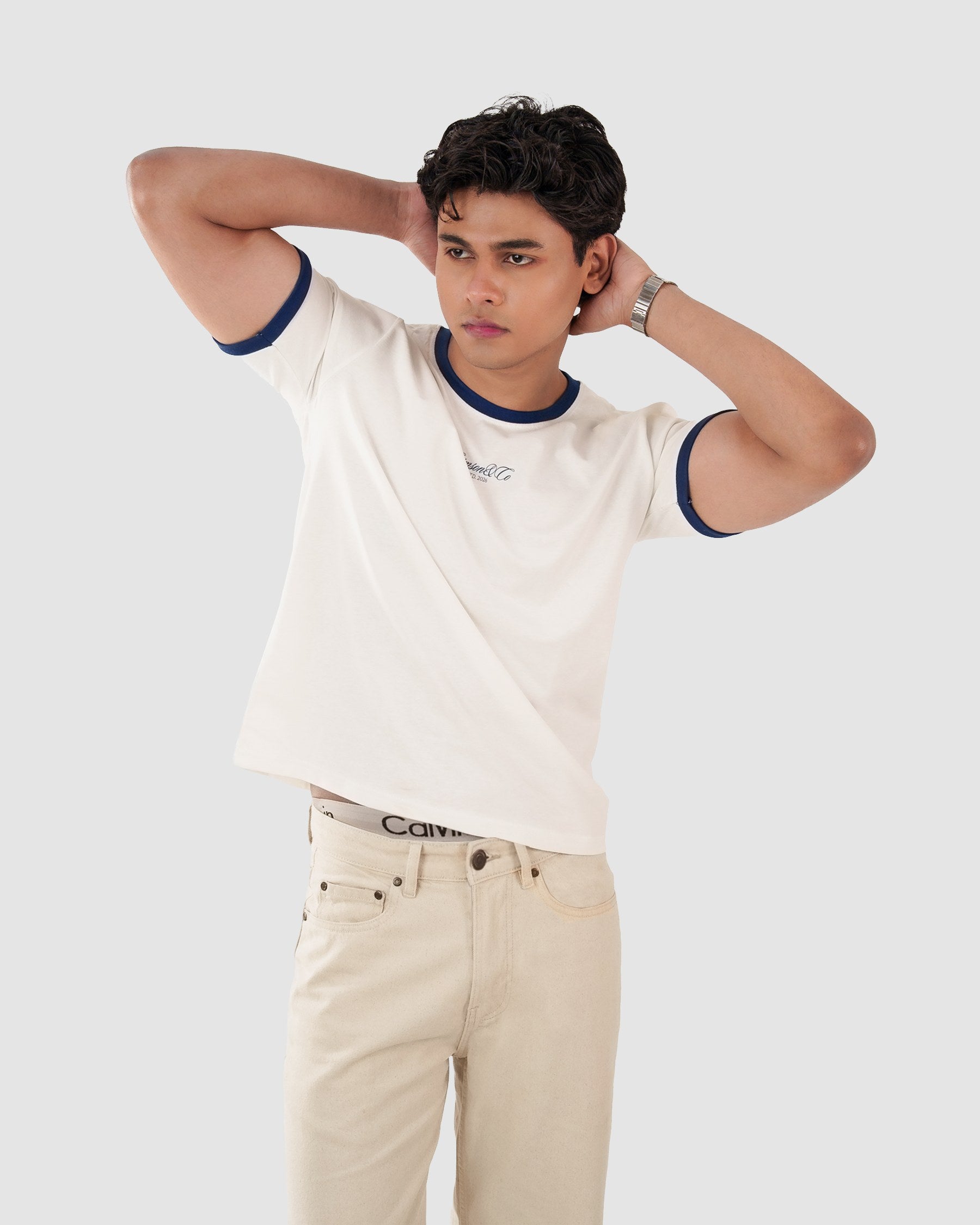 Vintage-Style Contrast Ringer Tee