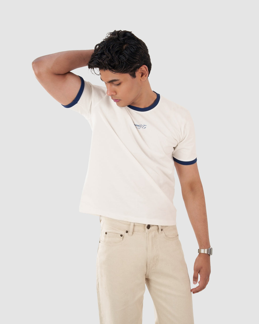 Vintage-Style Contrast Ringer Tee