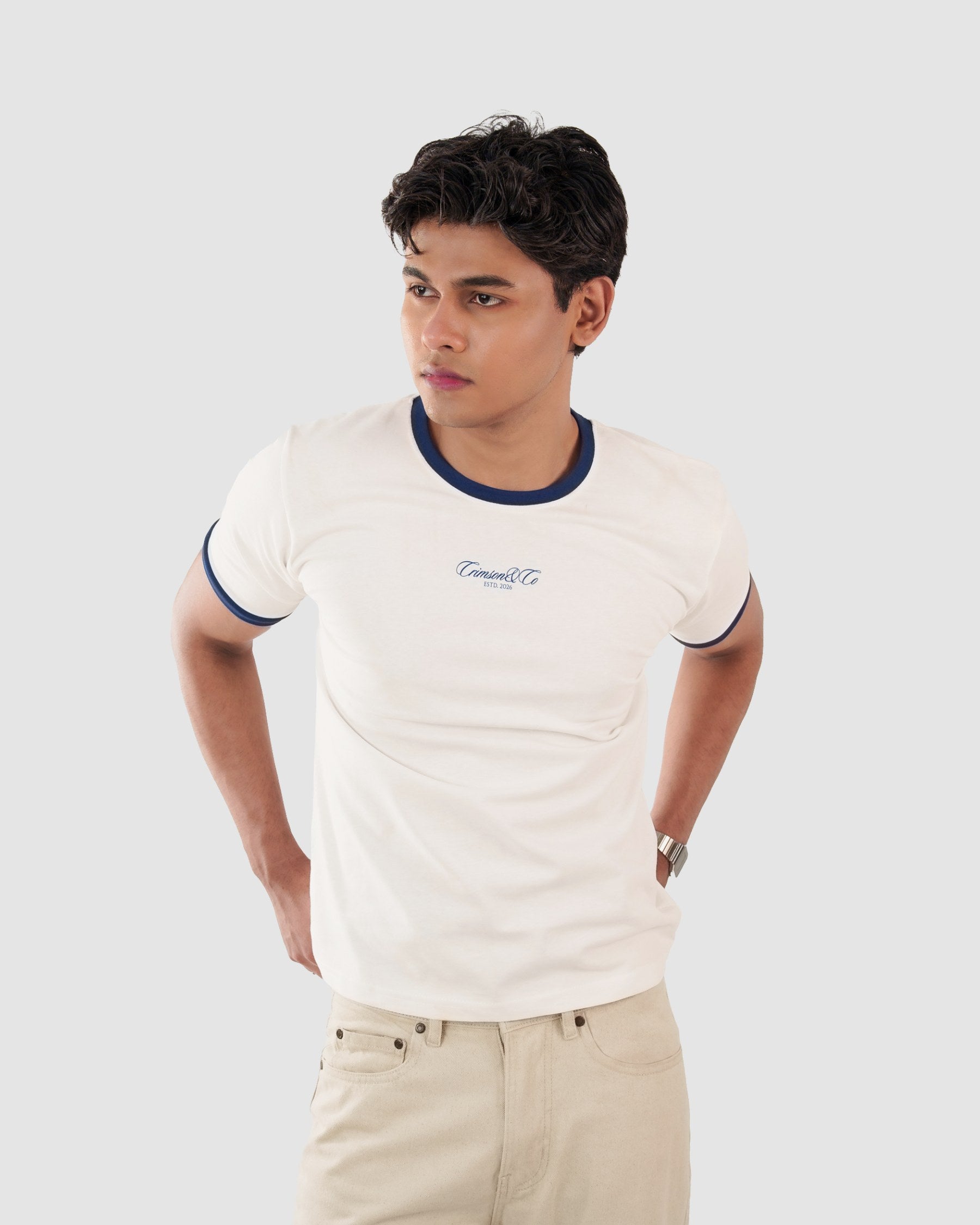 Vintage-Style Contrast Ringer Tee